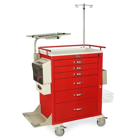 M-Series Carts 6 Drawer Steel Emergency Cart w/EMG3 Package & BA Lock MDS3030B06-EMG3
